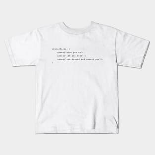 Never Gonna Give You Up 3 Lines Black Kids T-Shirt